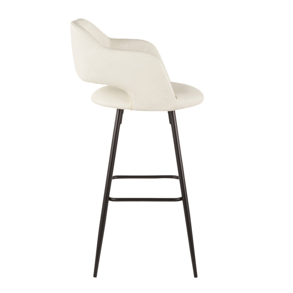 English Elm Margarite Set Of 2 Contemporary Barstools In Cream Faux Leather & Black Metal - Stylish Comfort! B202P222398