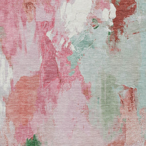 HomeRoots 5' X 8' Blush and Green Abstract Indoor-Outdoor Area Rug – Durable, Washable, Stylish & Versatile! 625608