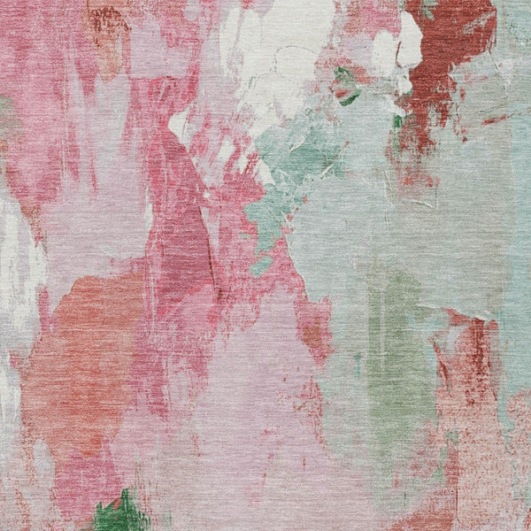 HomeRoots 5' X 8' Blush and Green Abstract Indoor-Outdoor Area Rug – Durable, Washable, Stylish & Versatile! 625608