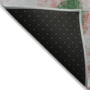 HomeRoots 8' Blush and Green Round Abstract Area Rug - Stylish, Washable, Perfect for Indoor and Outdoor Spaces! 625609