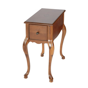 Butler Specialty Company Andre Elegant Wood End Table With Curved Legs And Functional Drawer Storage Medium Brown Rubberwood,Mdf,Acacia,Pine,Plywood 6256101-butler