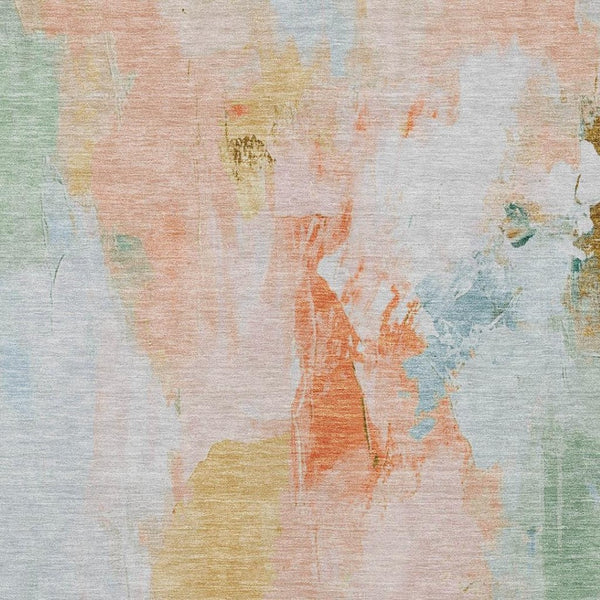 HomeRoots 9' X 12' Stylish Peach and Teal Abstract Area Rug – Durable, Washable, Perfect for Indoor & Outdoor Use 625617