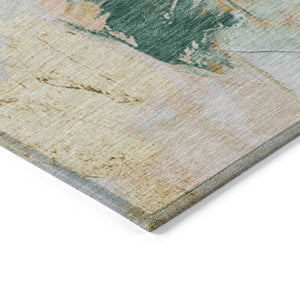 HomeRoots 9' X 12' Stylish Peach and Teal Abstract Area Rug – Durable, Washable, Perfect for Indoor & Outdoor Use 625617