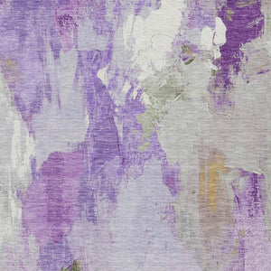 HomeRoots 5' Vibrant Purple and Green Abstract Area Rug – Washable, Durable, Indoor/Outdoor Versatility! 625620