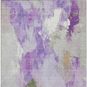 HomeRoots 5' Vibrant Purple and Green Abstract Area Rug – Washable, Durable, Indoor/Outdoor Versatility! 625620