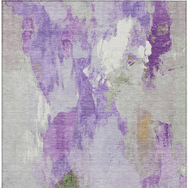HomeRoots 5' Vibrant Purple and Green Abstract Area Rug – Washable, Durable, Indoor/Outdoor Versatility! 625620