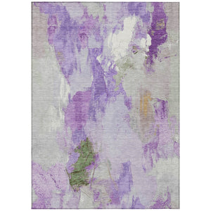HomeRoots 5' Vibrant Purple and Green Abstract Area Rug – Washable, Durable, Indoor/Outdoor Versatility! 625620