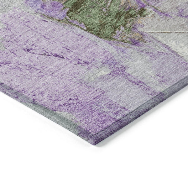 HomeRoots 5' Vibrant Purple and Green Abstract Area Rug – Washable, Durable, Indoor/Outdoor Versatility! 625620