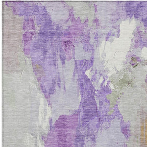 HomeRoots 8' X 10' Abstract Purple & Green Washable Area Rug - Durable, Stylish for Indoor & Outdoor Spaces! 625622