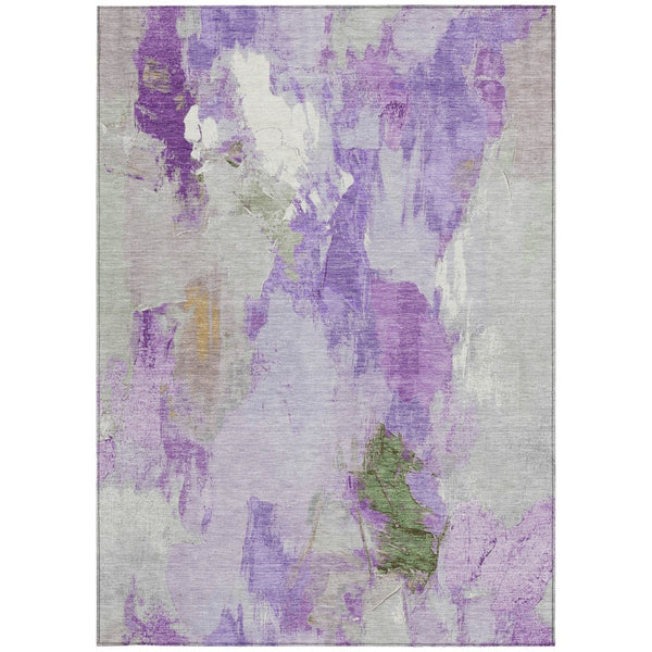 HomeRoots 10' X 14' Vibrant Purple and Green Abstract Washable Area Rug for Indoor & Outdoor Use, Easy Care 625624
