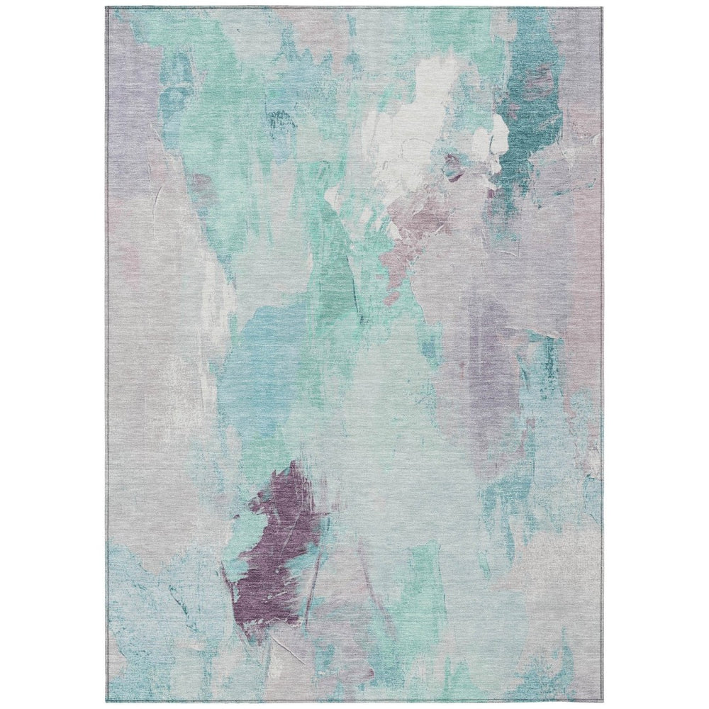 HomeRoots 10' Teal Blue & Lavender Abstract Washable Area Rug – Stylish, Durable & Easy Care for Indoors/Outdoors 625630