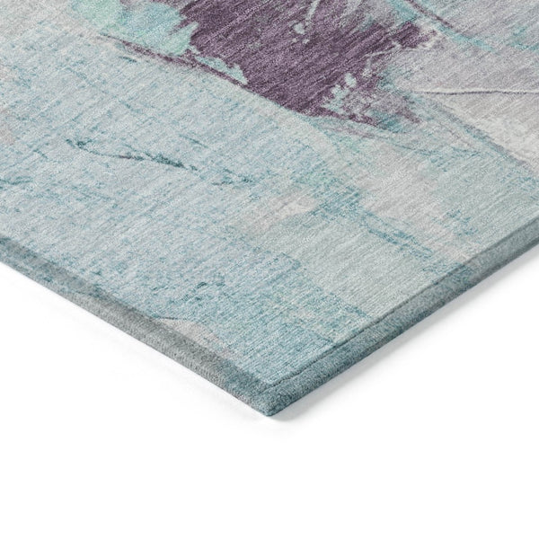 HomeRoots 10' Teal Blue & Lavender Abstract Washable Area Rug – Stylish, Durable & Easy Care for Indoors/Outdoors 625630