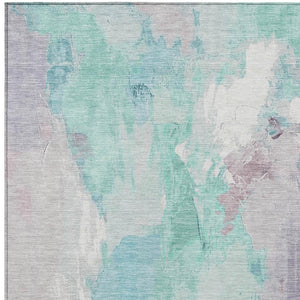 HomeRoots 10' Teal Blue & Lavender Abstract Washable Area Rug – Stylish, Durable & Easy Care for Indoors/Outdoors 625630
