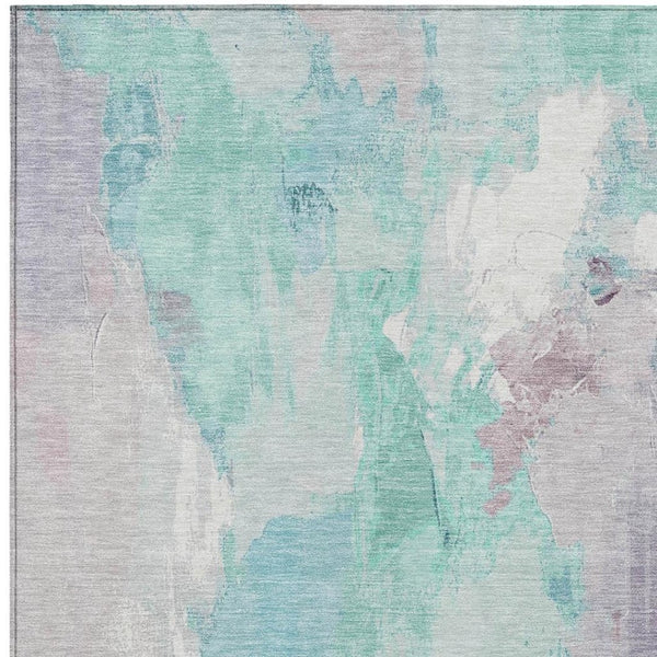 HomeRoots 10' Teal Blue & Lavender Abstract Washable Area Rug – Stylish, Durable & Easy Care for Indoors/Outdoors 625630
