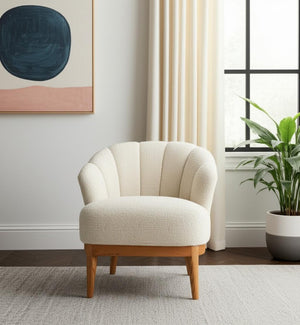 HomeRoots 29" Elegant Beige and Brown Upholstered Arm Chair – Stylish Comfort for Home and Office Spaces 625631