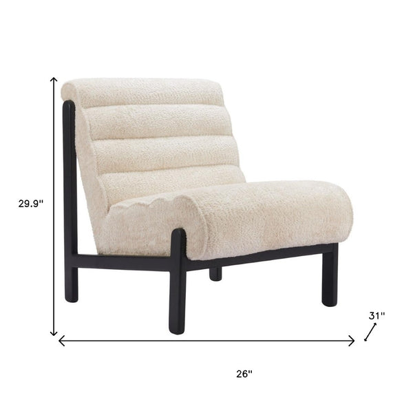 HomeRoots 26" Beige and Black Upholstered Side Chair - Contemporary Comfort for Home, Office, and Hospitality Use 625633