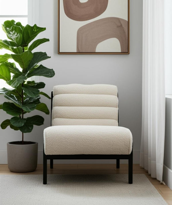 HomeRoots 26" Beige and Black Upholstered Side Chair - Contemporary Comfort for Home, Office, and Hospitality Use 625633