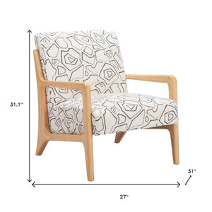 HomeRoots 27" Modern Beige Upholstered Geometric Arm Chair - Stylish Comfort for Home, Office, and Lounge Spaces 625634
