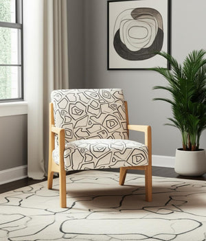 HomeRoots 27" Modern Beige Upholstered Geometric Arm Chair - Stylish Comfort for Home, Office, and Lounge Spaces 625634