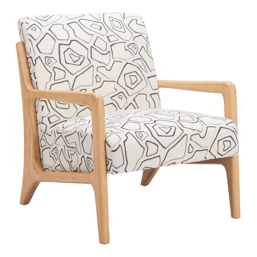 HomeRoots 27" Modern Beige Upholstered Geometric Arm Chair - Stylish Comfort for Home, Office, and Lounge Spaces 625634
