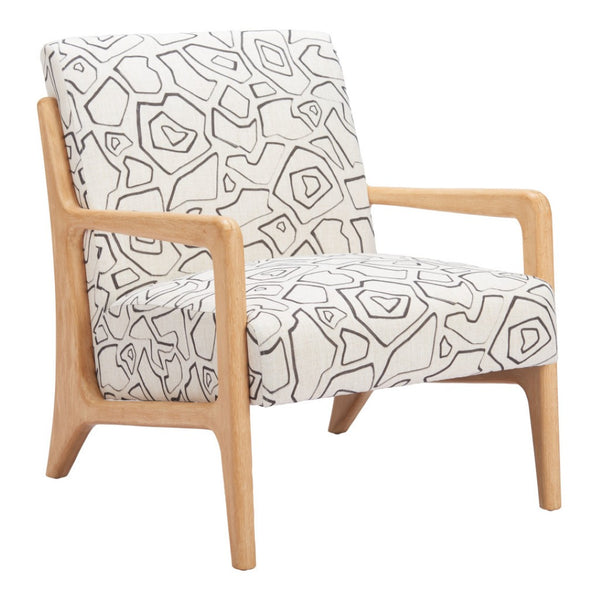 HomeRoots 27" Modern Beige Upholstered Geometric Arm Chair - Stylish Comfort for Home, Office, and Lounge Spaces 625634
