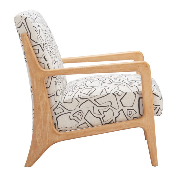 HomeRoots 27" Modern Beige Upholstered Geometric Arm Chair - Stylish Comfort for Home, Office, and Lounge Spaces 625634