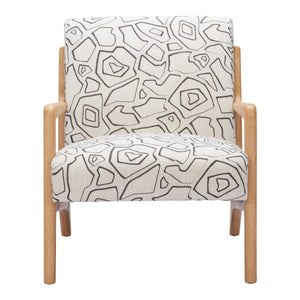 HomeRoots 27" Modern Beige Upholstered Geometric Arm Chair - Stylish Comfort for Home, Office, and Lounge Spaces 625634