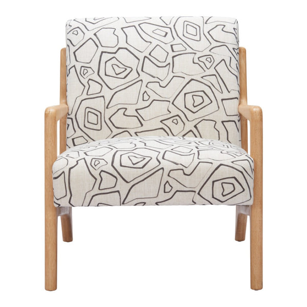 HomeRoots 27" Modern Beige Upholstered Geometric Arm Chair - Stylish Comfort for Home, Office, and Lounge Spaces 625634
