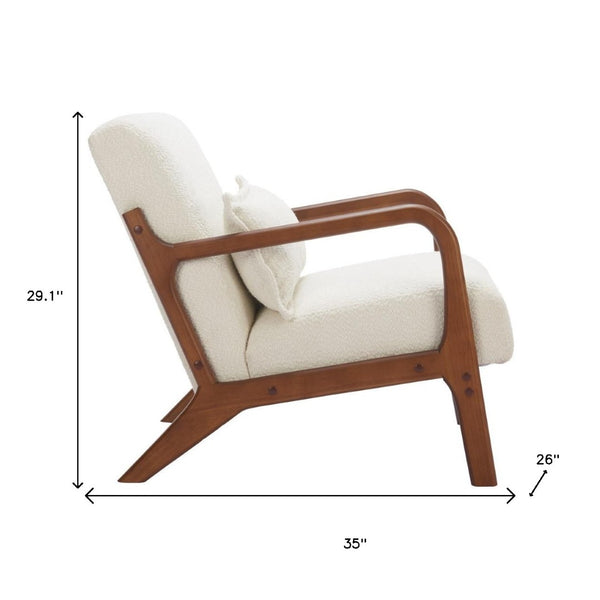 HomeRoots 26" Cream Upholstered Arm Chair - Modern Comfort with Durable Design for Living Room, Office & More 625636