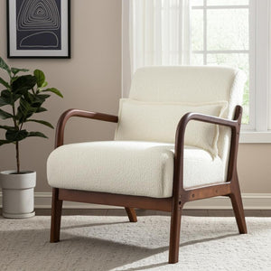 HomeRoots 26" Cream Upholstered Arm Chair - Modern Comfort with Durable Design for Living Room, Office & More 625636