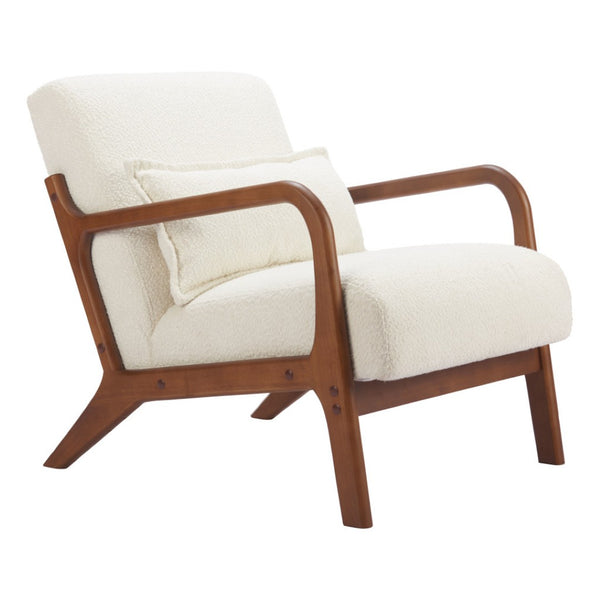 HomeRoots 26" Cream Upholstered Arm Chair - Modern Comfort with Durable Design for Living Room, Office & More 625636