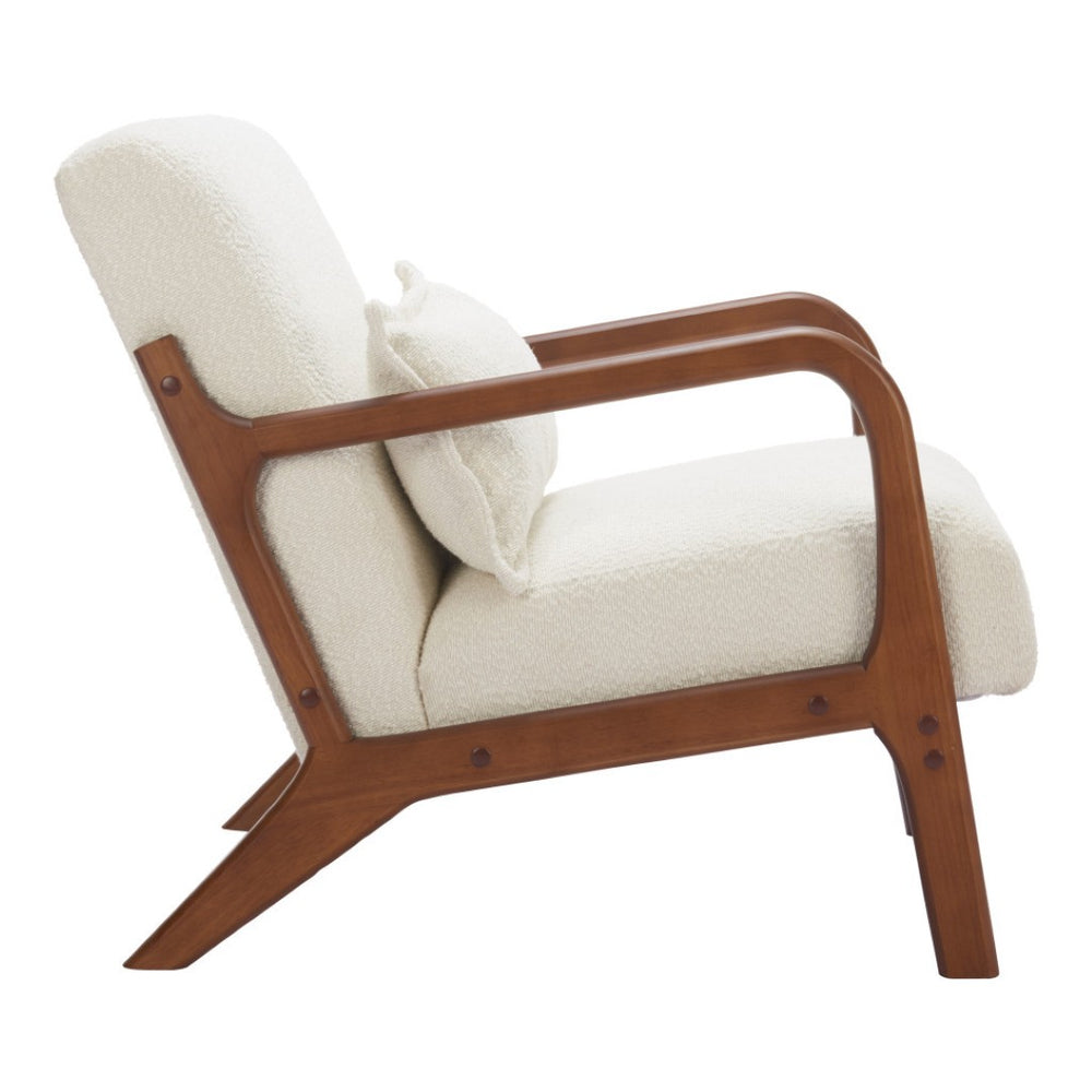HomeRoots 26" Cream Upholstered Arm Chair - Modern Comfort with Durable Design for Living Room, Office & More 625636