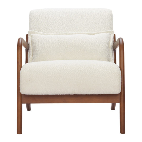 HomeRoots 26" Cream Upholstered Arm Chair - Modern Comfort with Durable Design for Living Room, Office & More 625636