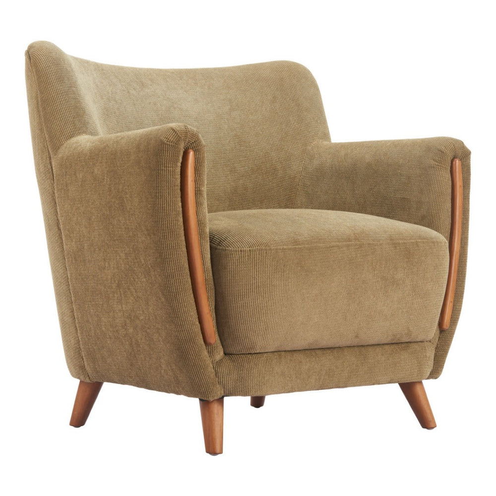 HomeRoots 34" Stylish Green and Brown Upholstered Arm Chair - Comfortable, Modern Design for Home or Office 625637