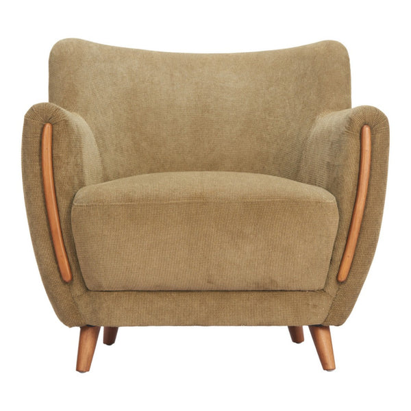 HomeRoots 34" Stylish Green and Brown Upholstered Arm Chair - Comfortable, Modern Design for Home or Office 625637