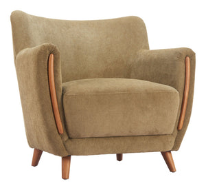 HomeRoots 34" Stylish Green and Brown Upholstered Arm Chair - Comfortable, Modern Design for Home or Office 625637