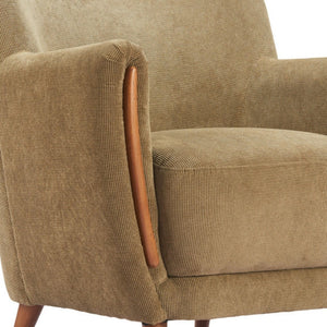 HomeRoots 34" Stylish Green and Brown Upholstered Arm Chair - Comfortable, Modern Design for Home or Office 625637