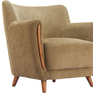 HomeRoots 34" Stylish Green and Brown Upholstered Arm Chair - Comfortable, Modern Design for Home or Office 625637
