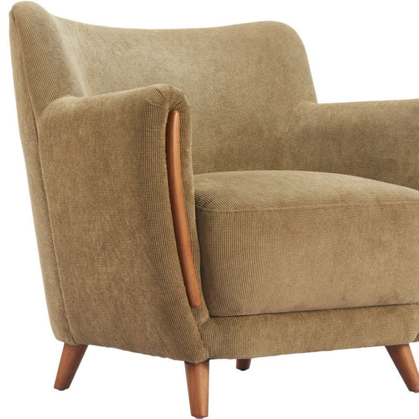 HomeRoots 34" Stylish Green and Brown Upholstered Arm Chair - Comfortable, Modern Design for Home or Office 625637