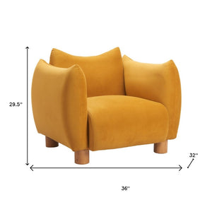 HomeRoots 36" Mustard Yellow Upholstered Arm Chair - Modern Comfort & Style for Living Rooms & Offices 625638