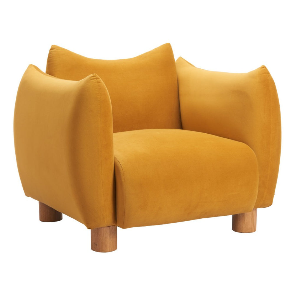 HomeRoots 36" Mustard Yellow Upholstered Arm Chair - Modern Comfort & Style for Living Rooms & Offices 625638