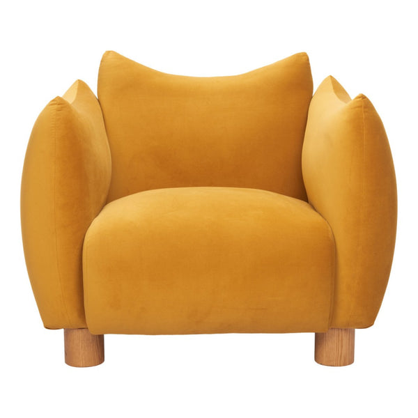 HomeRoots 36" Mustard Yellow Upholstered Arm Chair - Modern Comfort & Style for Living Rooms & Offices 625638