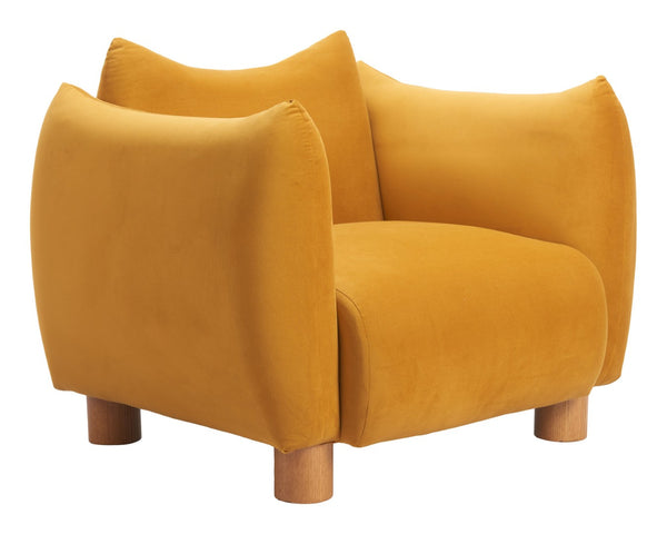 HomeRoots 36" Mustard Yellow Upholstered Arm Chair - Modern Comfort & Style for Living Rooms & Offices 625638