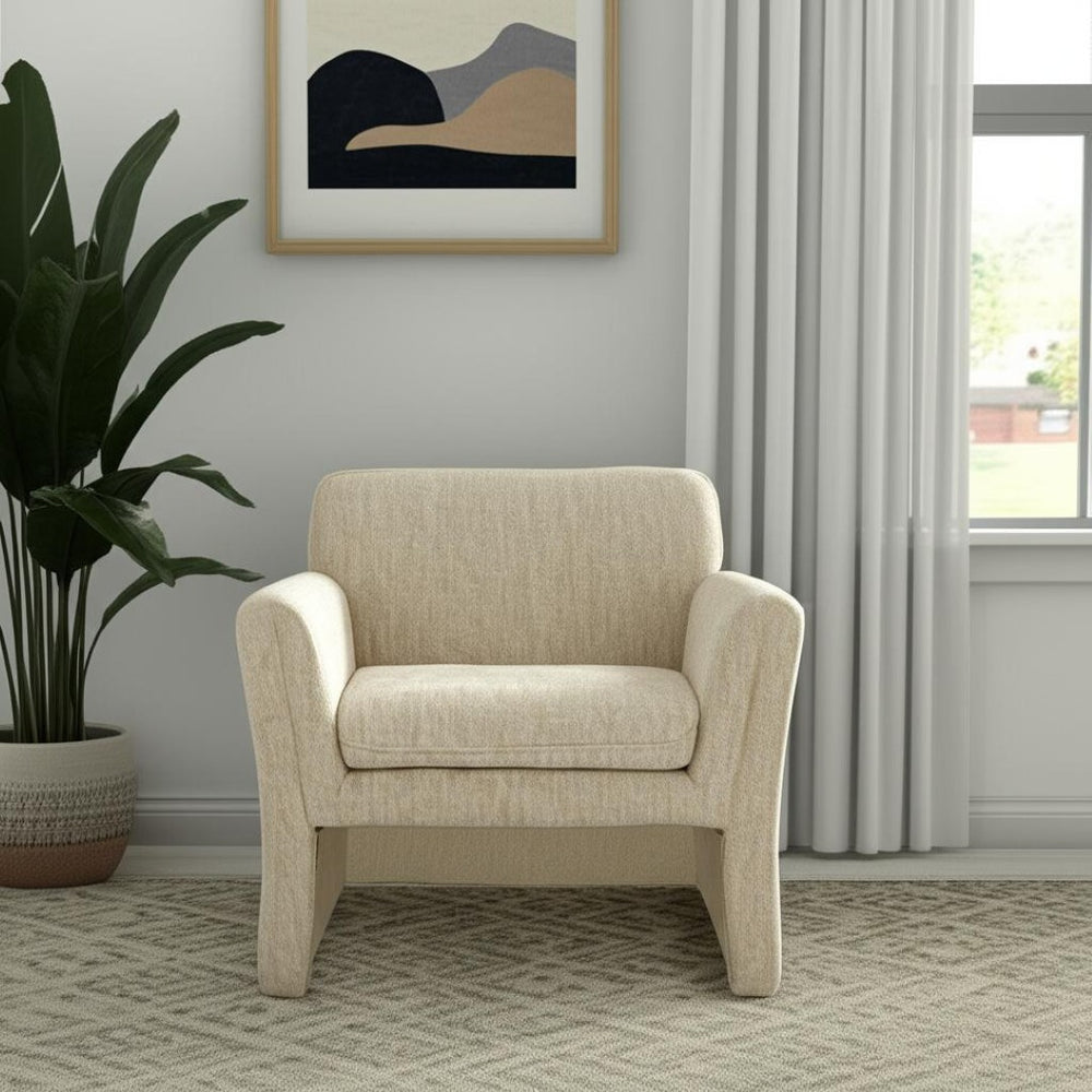 HomeRoots 33" Beige Upholstered Arm Chair - Modern Accent for Living Room, Office, or Bedroom Comfort & Style 625639