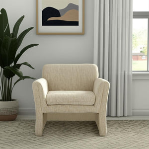 HomeRoots 33" Beige Upholstered Arm Chair - Modern Accent for Living Room, Office, or Bedroom Comfort & Style 625639