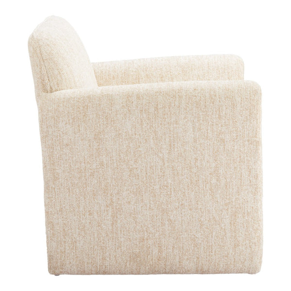 HomeRoots 33" Beige Upholstered Arm Chair - Modern Accent for Living Room, Office, or Bedroom Comfort & Style 625639