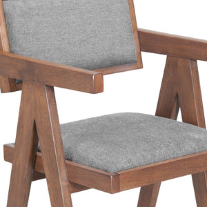 HomeRoots Set of Two Gray Upholstered Low Back Bar Chairs with Solid Wood Frame for Stylish Comfort 625640
