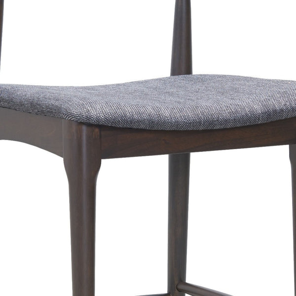 HomeRoots Set of Two Stylish Gray Solid Wood Bar Chairs with Comfortable Upholstered Bucket Seats 625641
