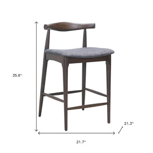 HomeRoots Set of Two Stylish Gray Solid Wood Bar Chairs with Comfortable Upholstered Bucket Seats 625641