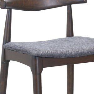 HomeRoots Set of Two Gray Solid Wood Low Back Bar Chairs with Plush Fabric Seat for Modern Comfort 625642
